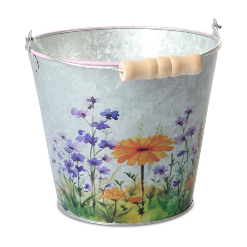 Blechkübel mit Blumenprint