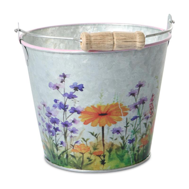 Blechkübel mit Blumenprint