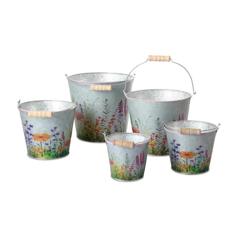 Blechkübel mit Blumenprint