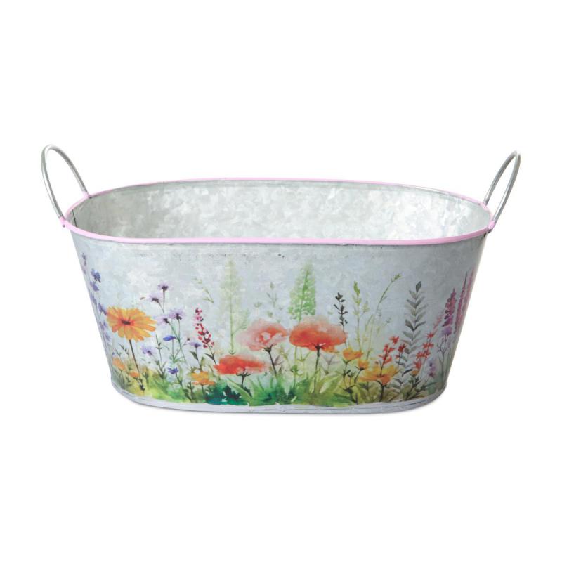 Blechgefäß oval mit Blumenprint