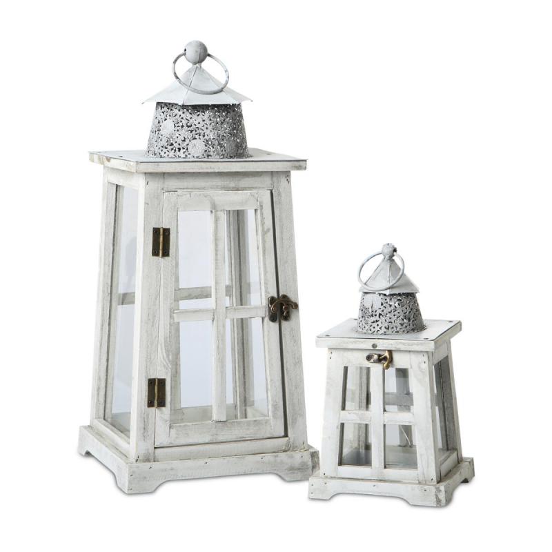 Holz-Laterne weiß