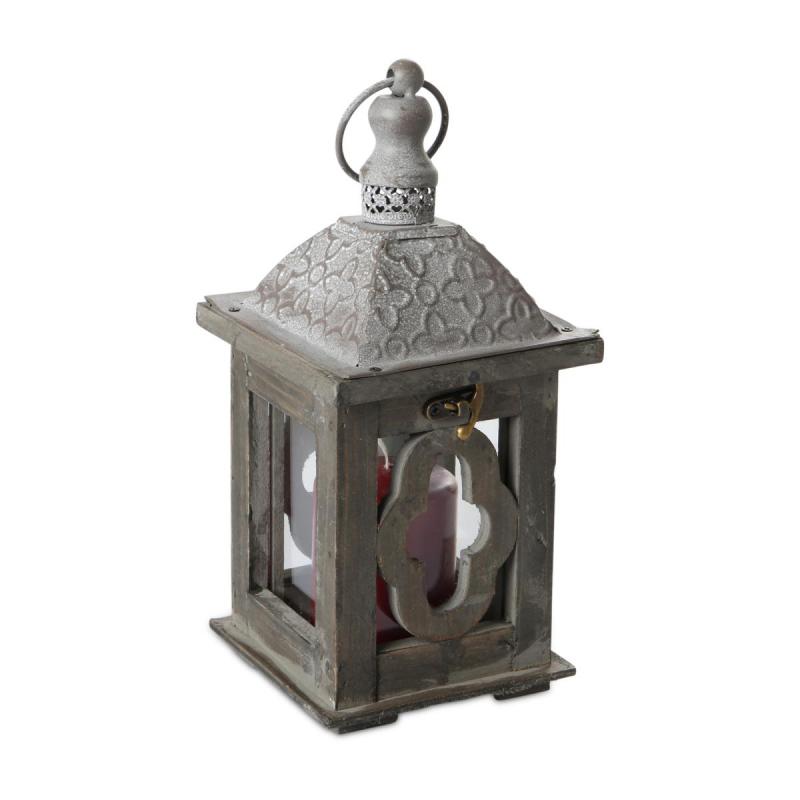 Holz-Laterne dunkelbraun