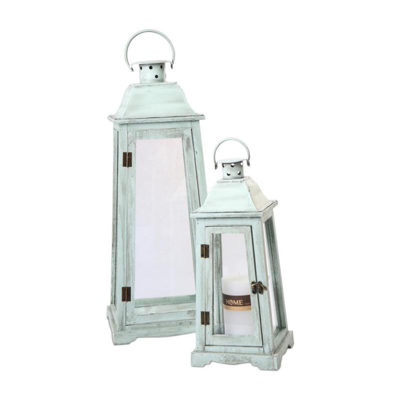Holz-Laterne grün
