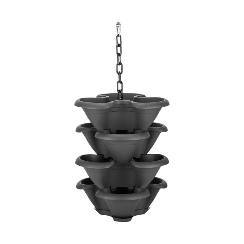 Kr&auml;uterampel 12 Pflanztaschen 100% Recycl. anthrazit