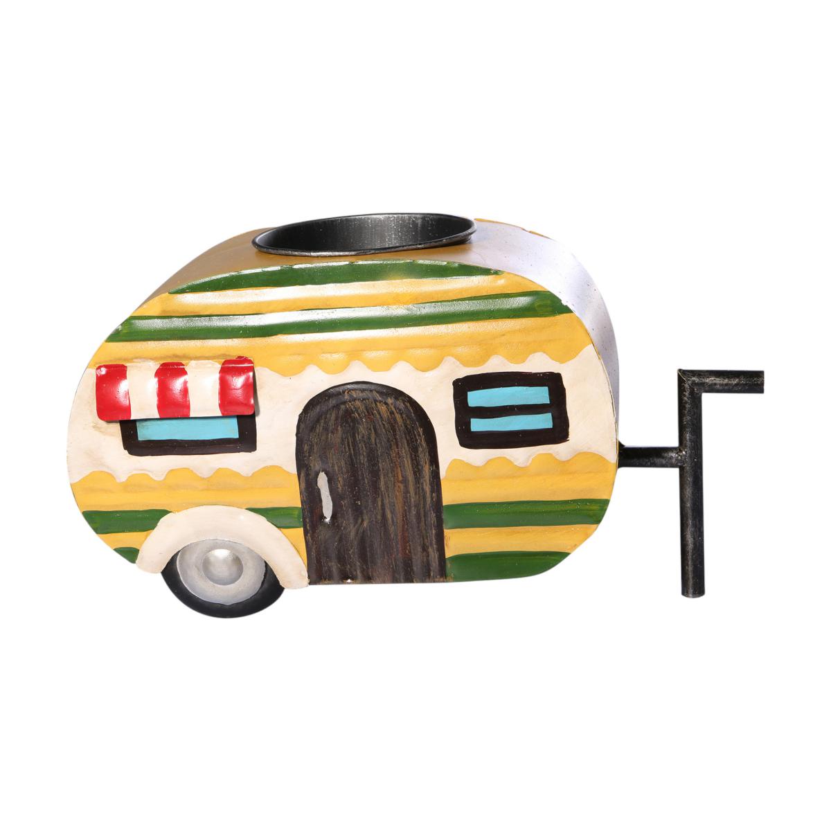 Wohnwagen mit Pflanztopf