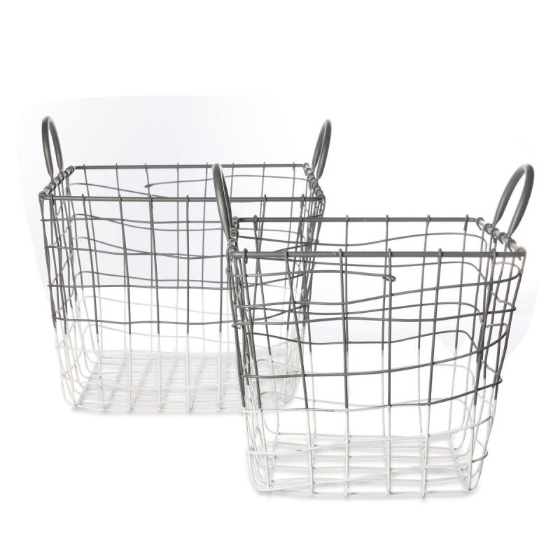 Drahtkorb grau/weiß