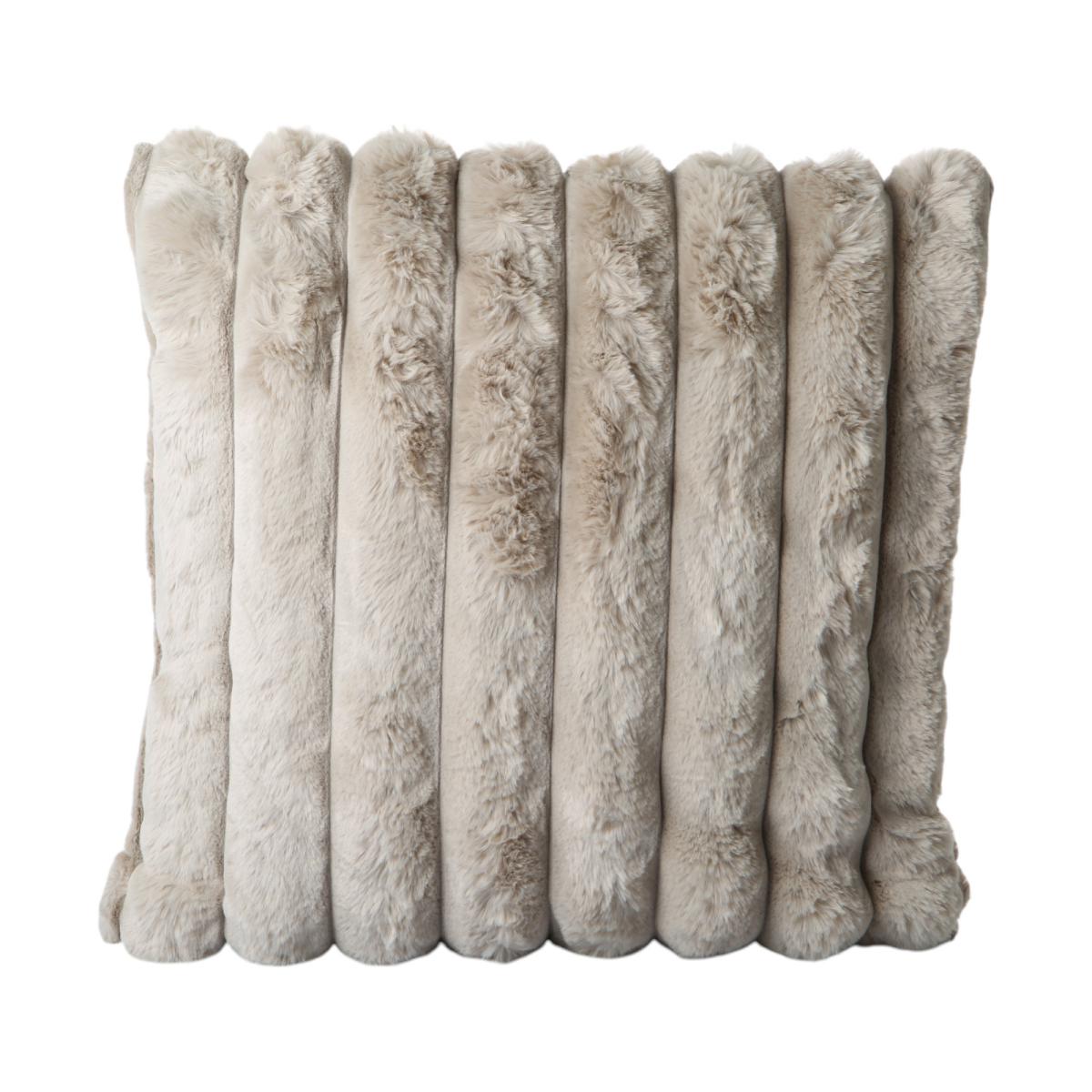 Fellkissen gestreift mit Füllung Grau