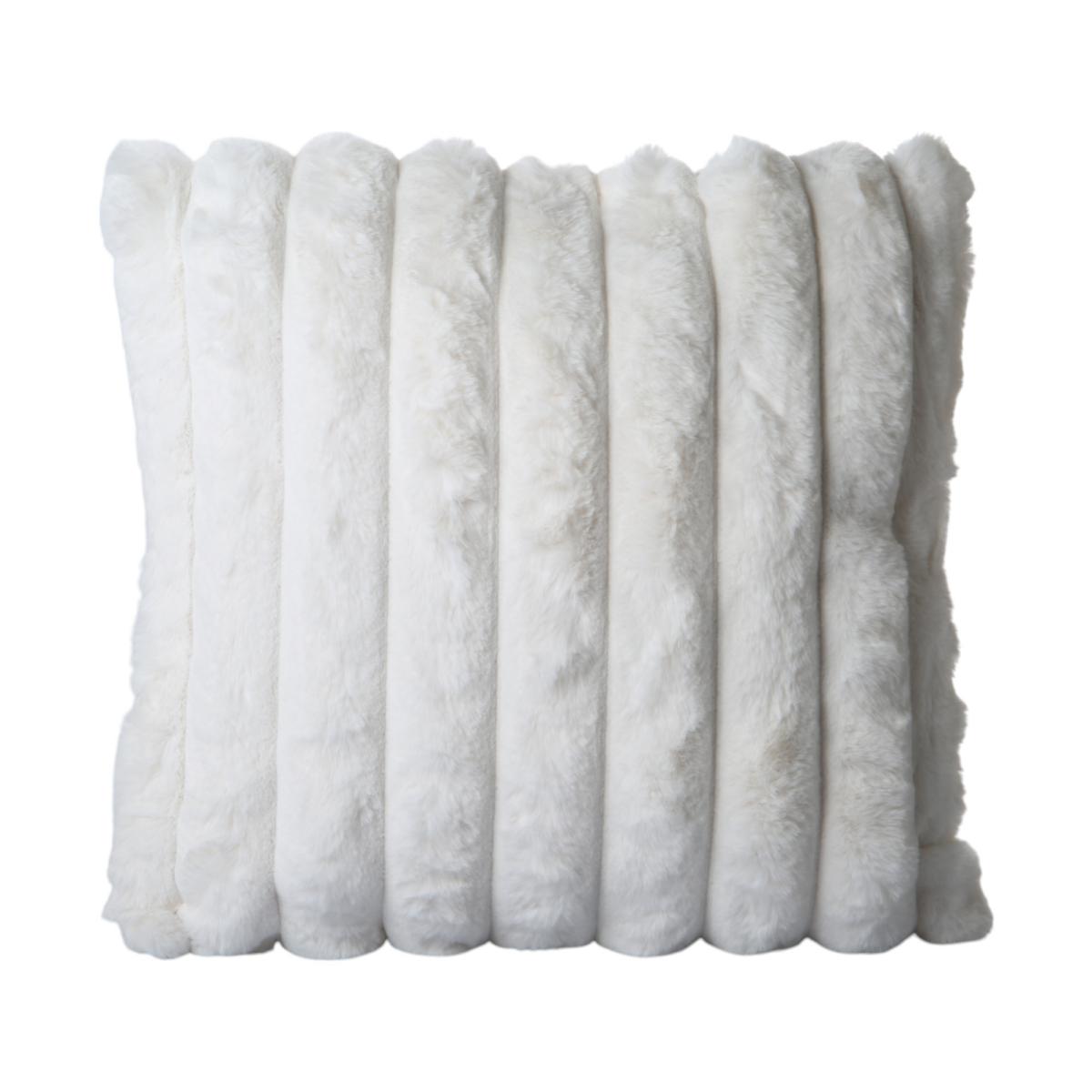 Fellkissen gestreift mit Füllung Creme