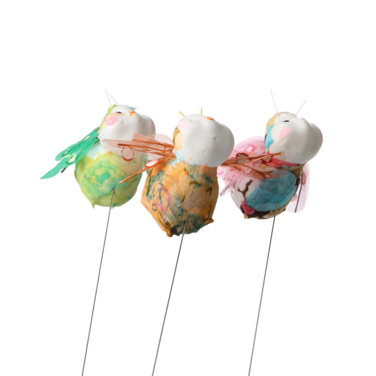 Stoff-Biene am Draht farbig