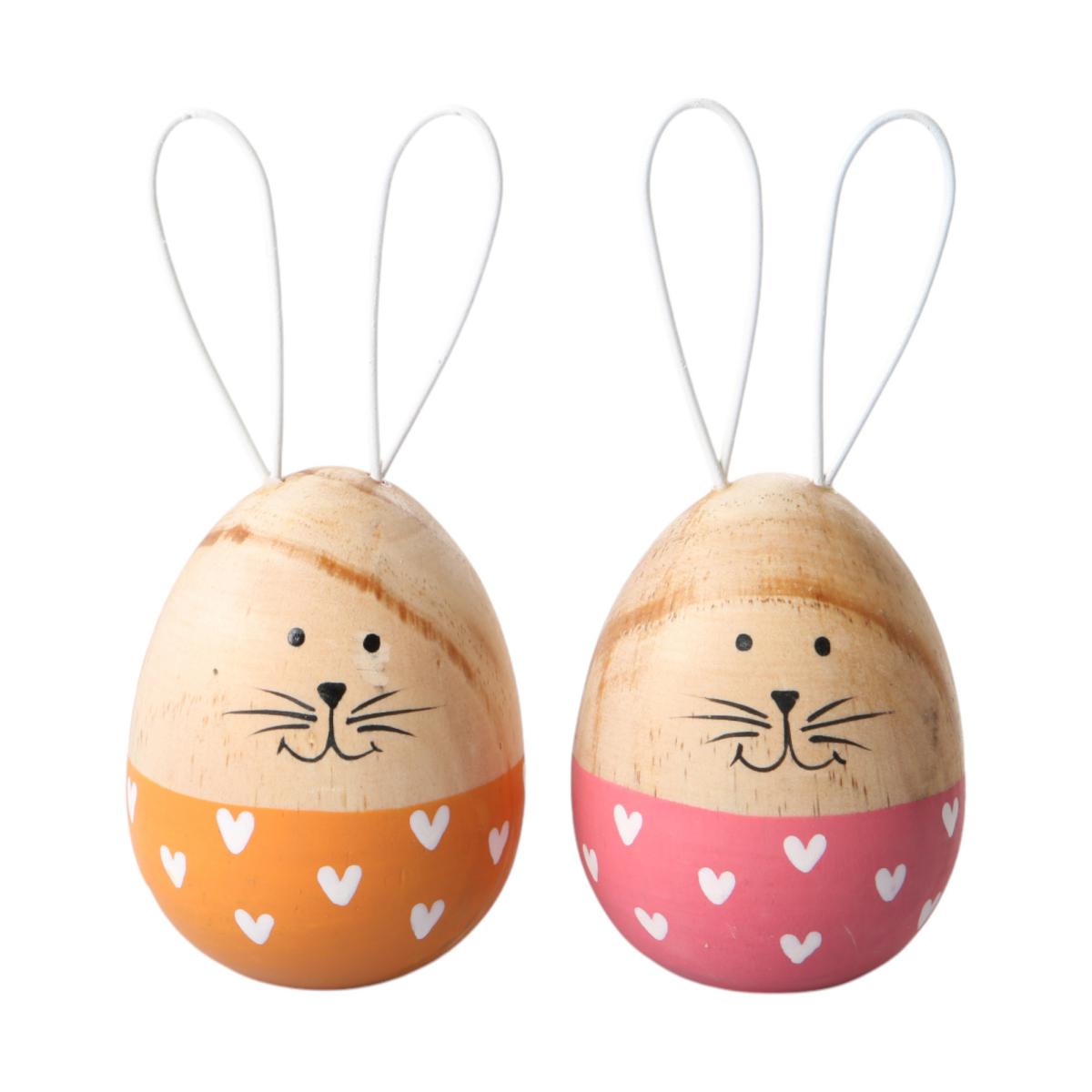 Holz-Hase in Eiform Farbmix