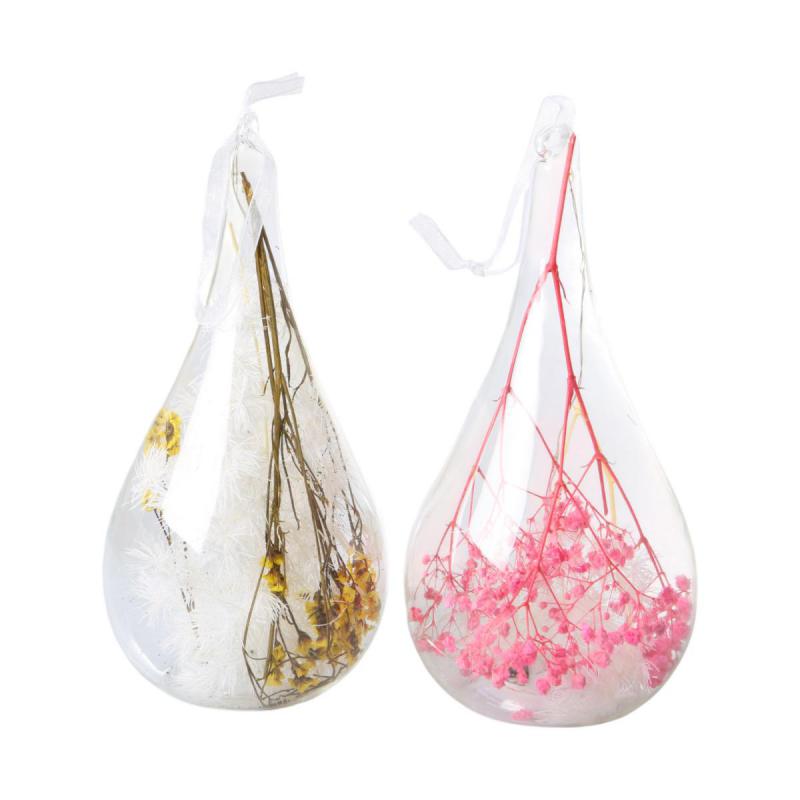 LED-Hänger Tropfenform m. Trockenblumen