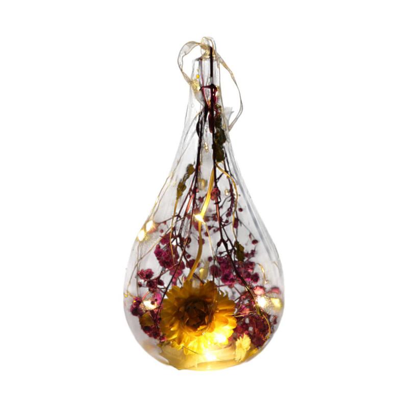 LED-Hänger Tropfenform m. Trockenblumen