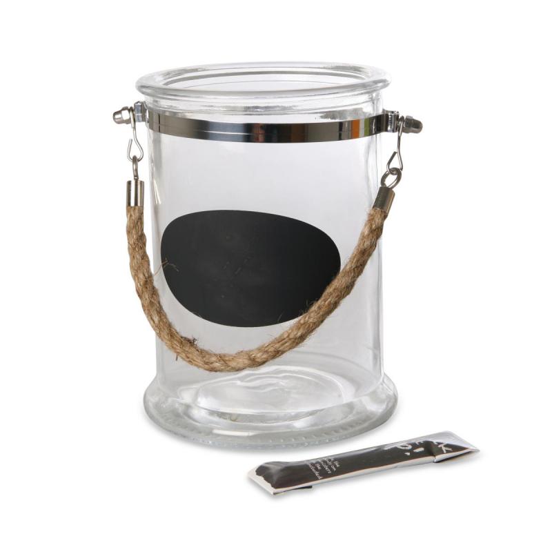 Windlicht Rupfenhenkel zum Beschriften