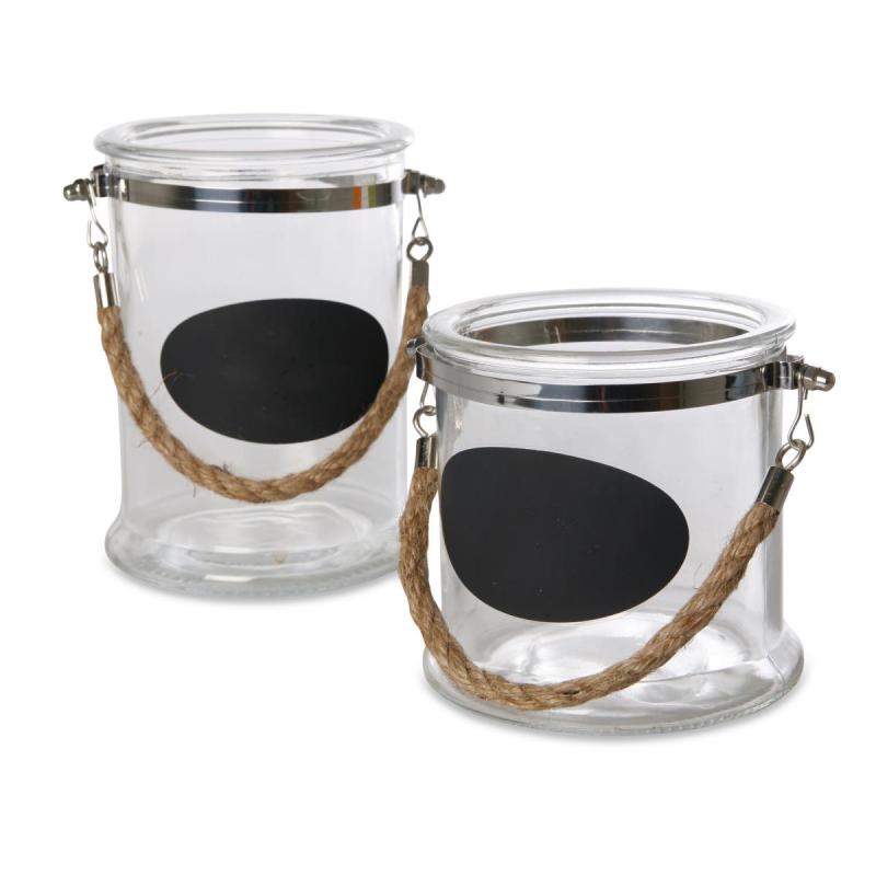 Windlicht Rupfenhenkel zum Beschriften