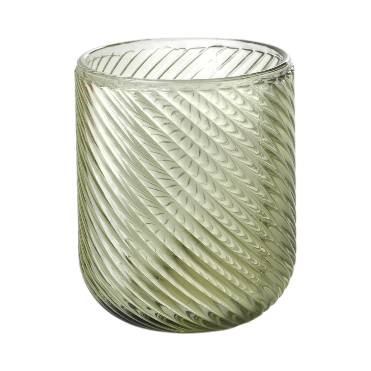 Teelicht grün schräggestreift