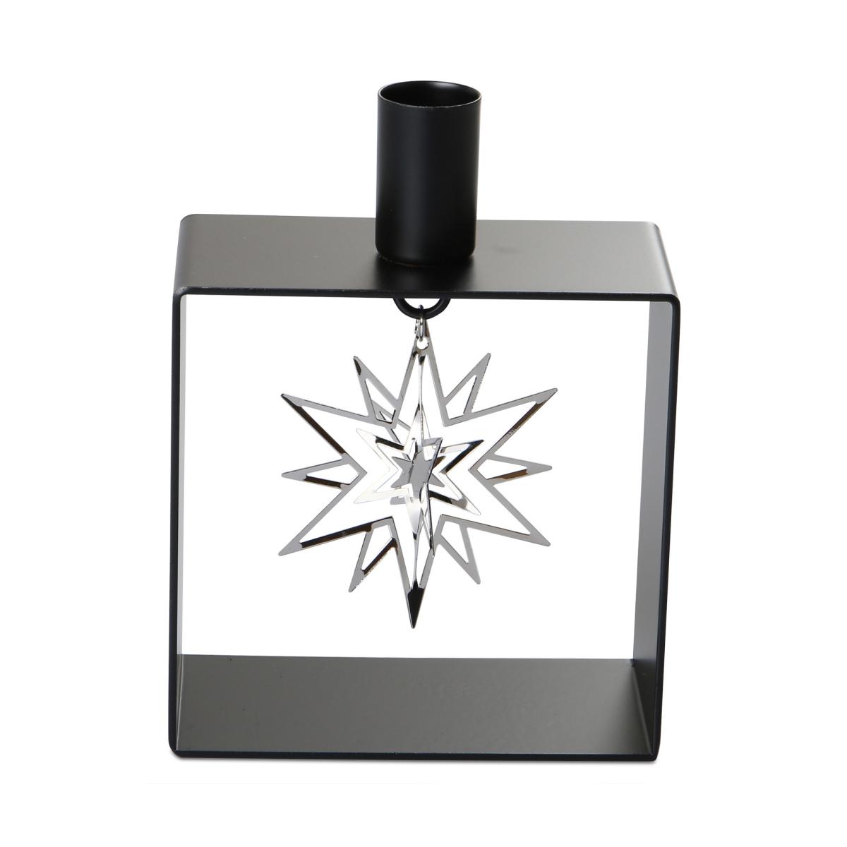 Kerzenständer schwarz mit Stern