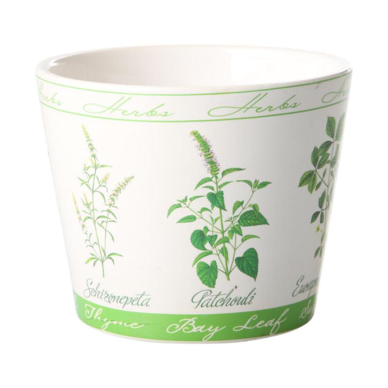 Topf mit Kräutermotiv