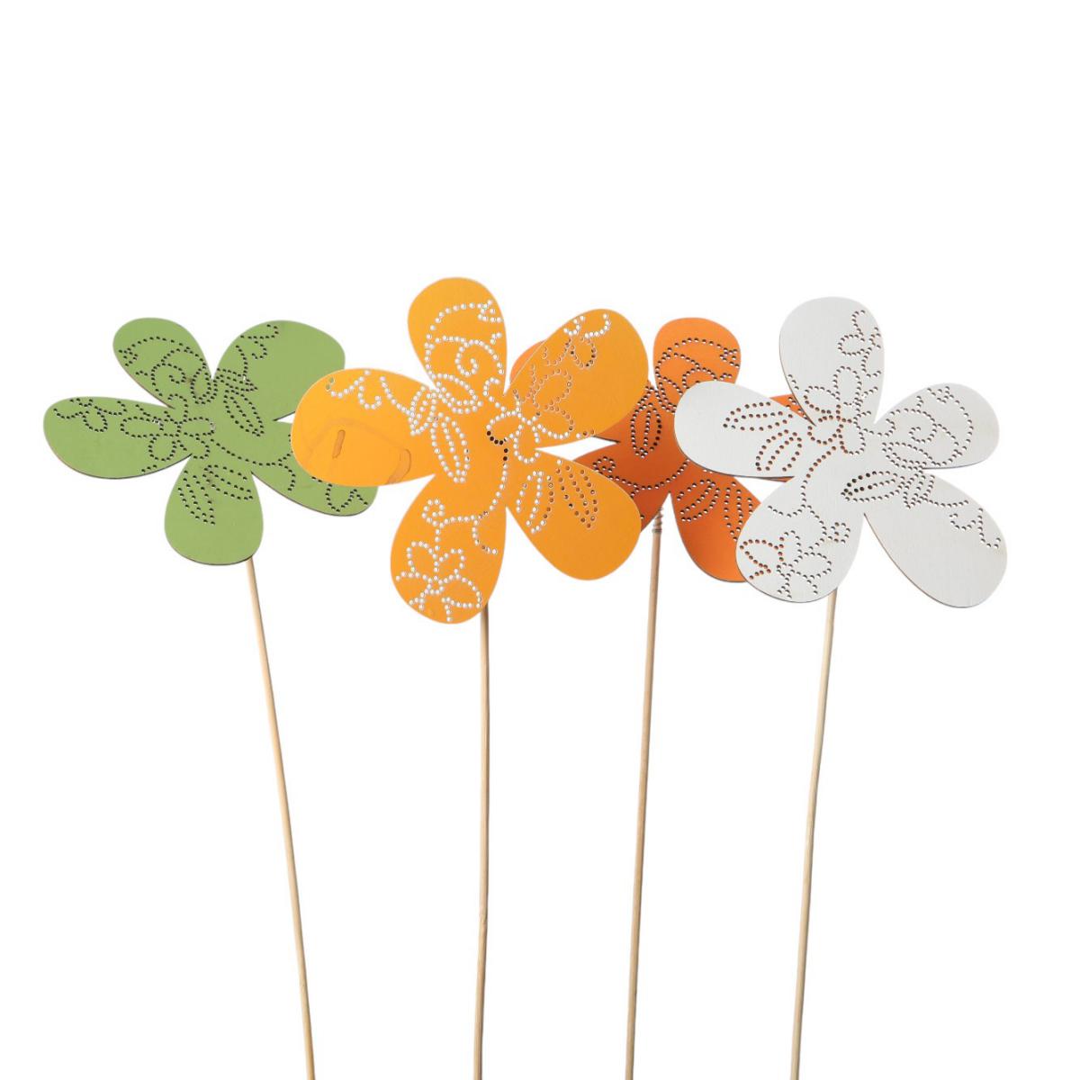 Holzblume gelocht am Stick Farbmix