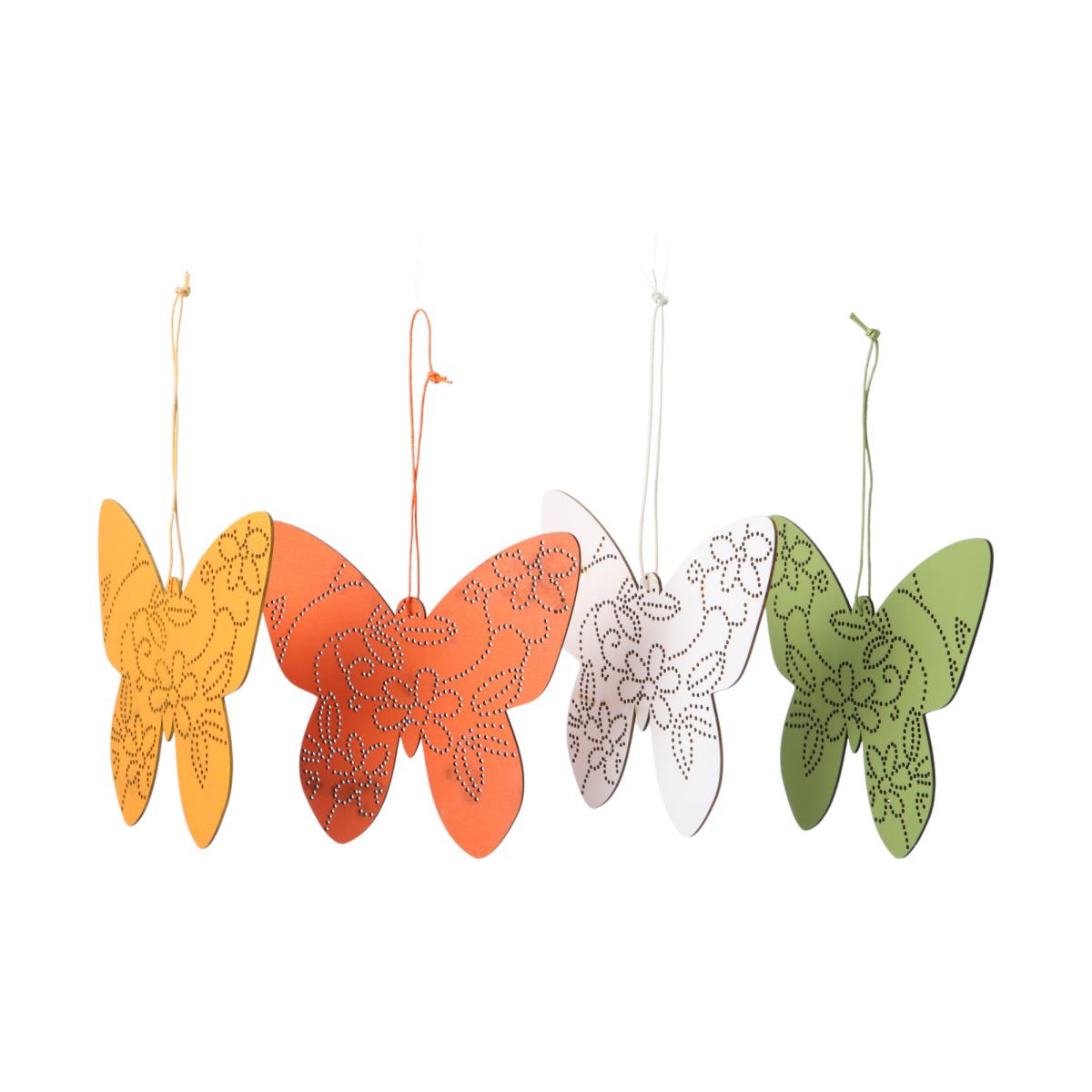 Holz-Schmetterling gelocht Farbmix