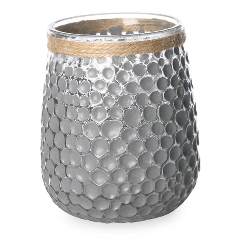 Windlicht Punkt Ornamente weiß/grau Mix