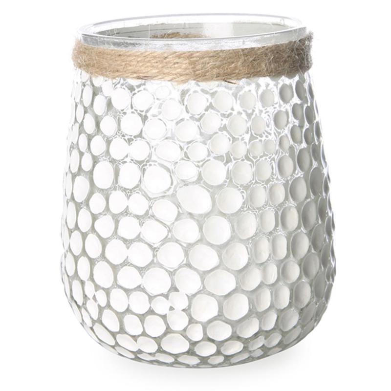 Windlicht Punkt Ornamente weiß/grau Mix