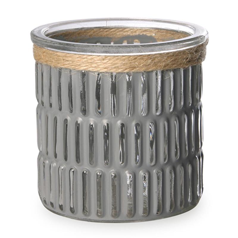 Windlicht Linien Ornamente weiß/grau Mix