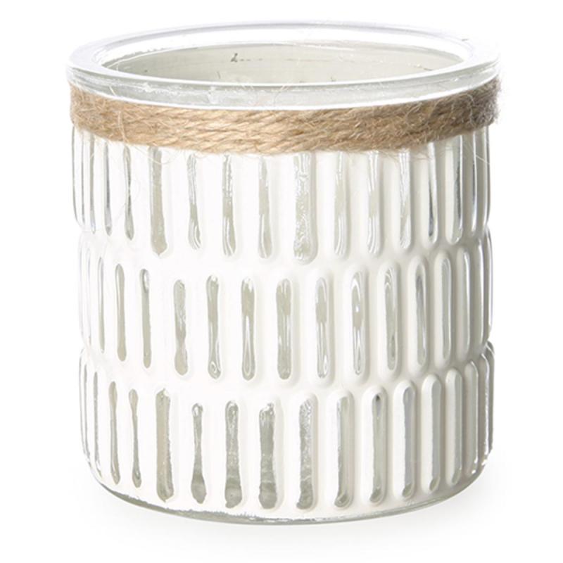 Windlicht Linien Ornamente weiß/grau Mix