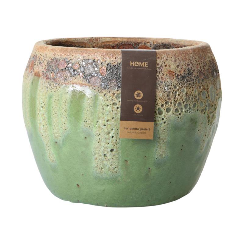Outdoor Kübel glasiert bauchig apfelgrün
