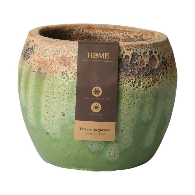Outdoor Kübel glasiert bauchig apfelgrün