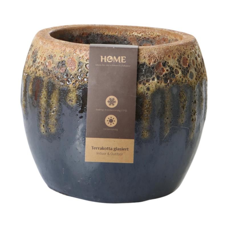 Outdoor Kübel glasiert bauchig moosgrün