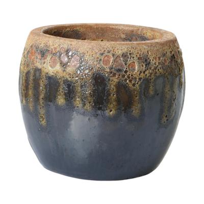 Outdoor K&uuml;bel glasiert bauchig moosgr&uuml;n