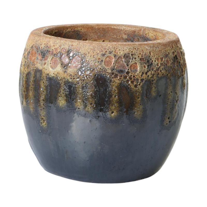 Outdoor Kübel glasiert bauchig moosgrün