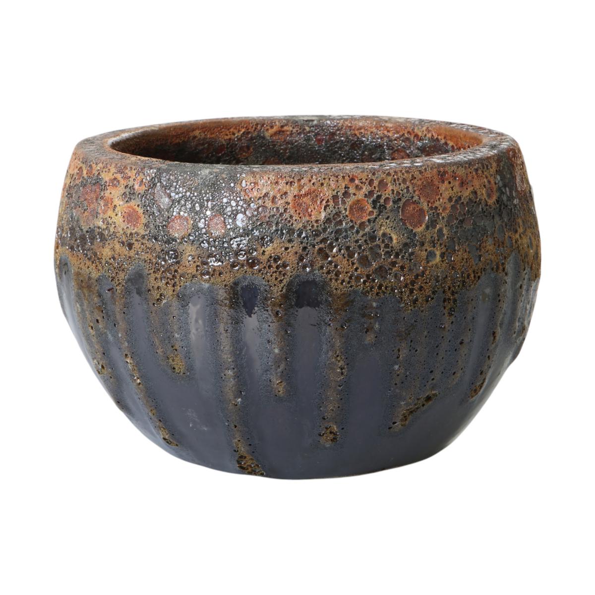 Outdoor Schale glasiert bauchig moosgrün