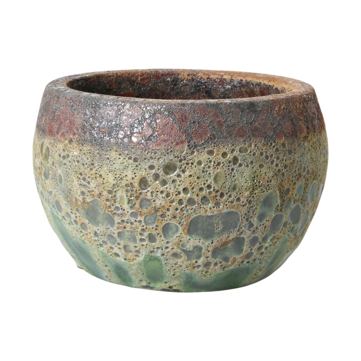 Outdoor Schale glasiert bauchig apfelgrün