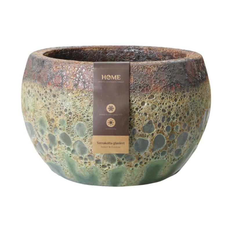 Outdoor Schale glasiert bauchig apfelgrün