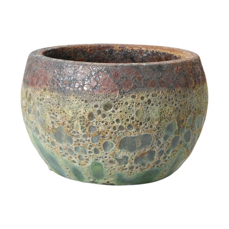 Outdoor Schale glasiert bauchig apfelgrün