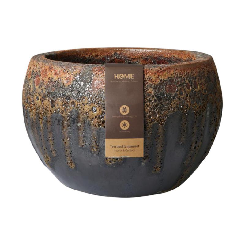 Outdoor Schale glasiert bauchig moosgrün