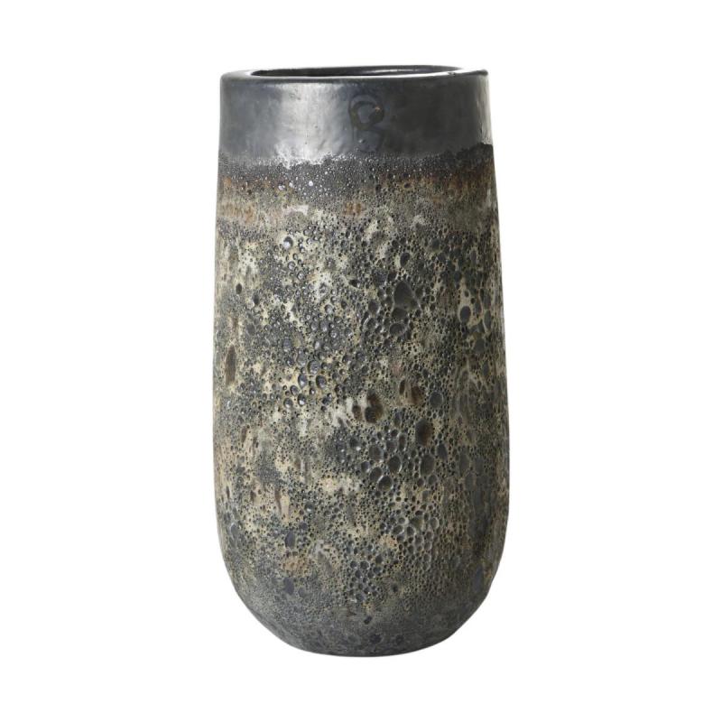 Outdoor Vase glasiert Verlauf Anthrazit
