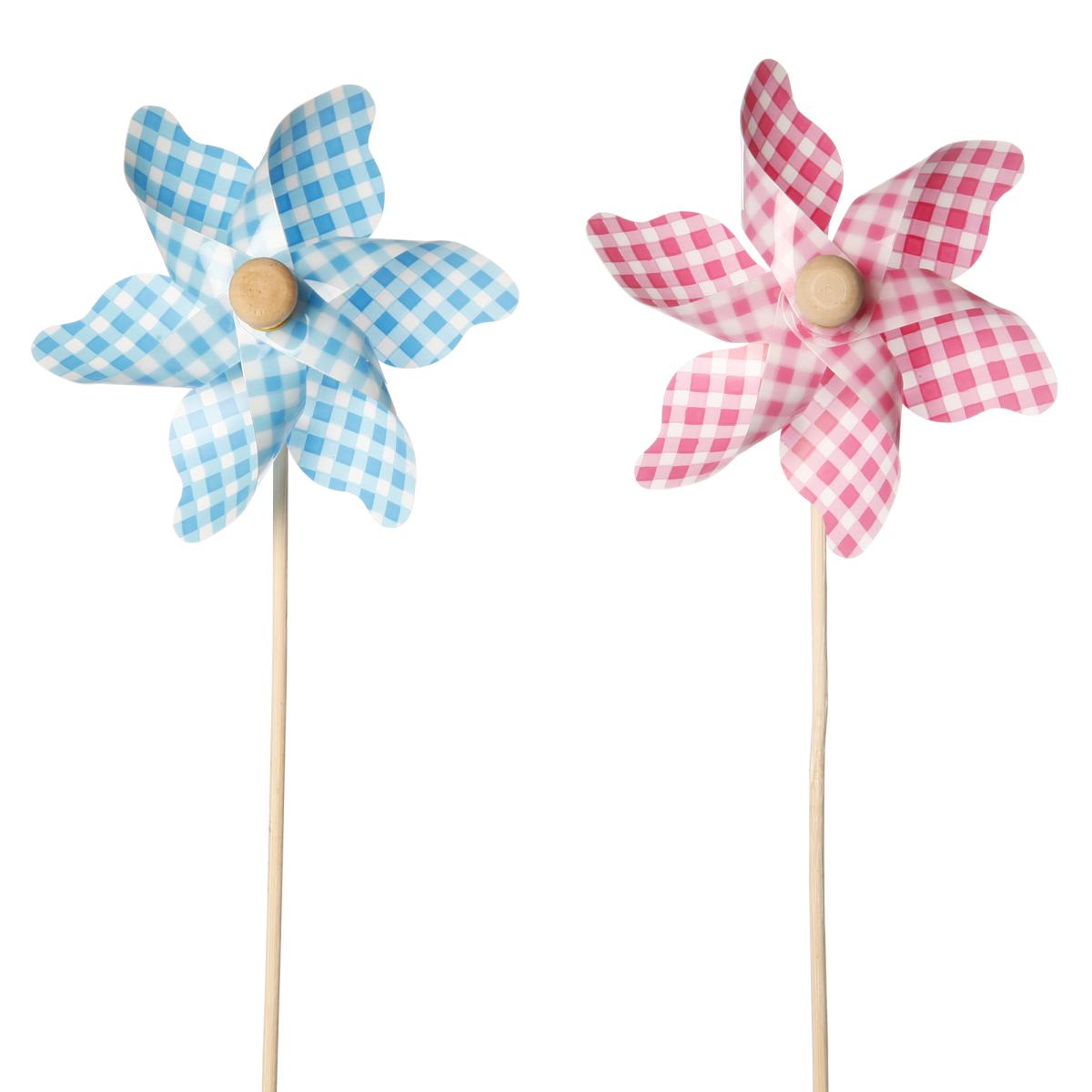 Windrad Kariert rosa/brau Mix