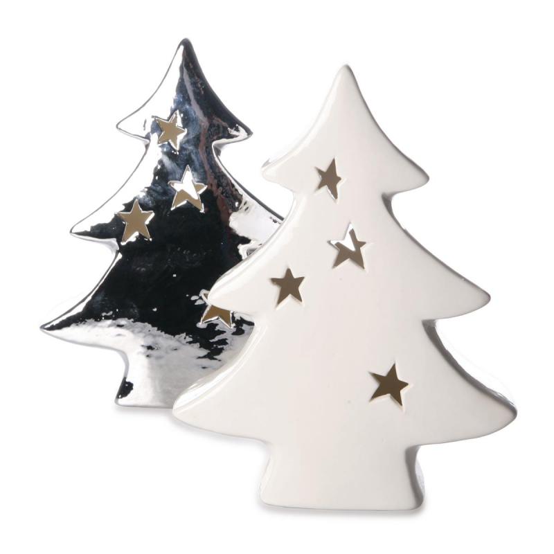 Tanne mit LED-Beleuchtung weiß/silber Mix