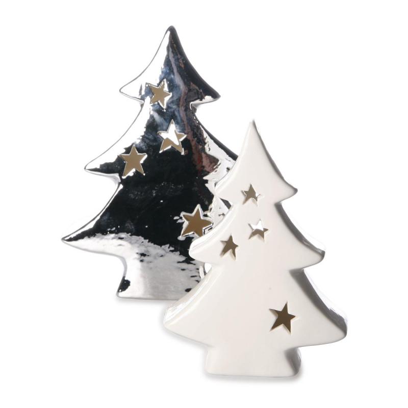 Tanne mit LED-Beleuchtung weiß/silber Mix