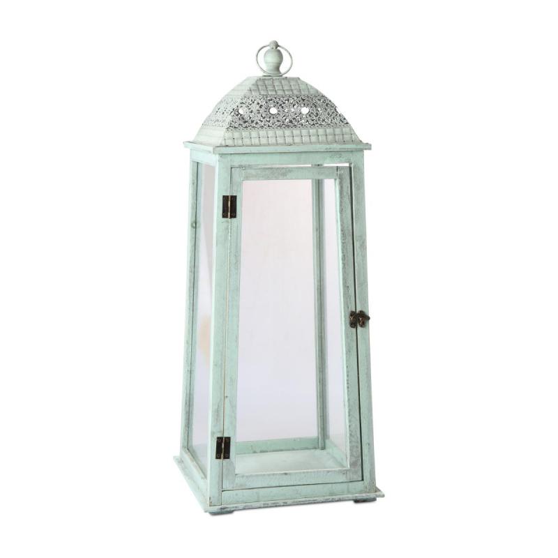 Laterne m. Metalldach Ornament grün