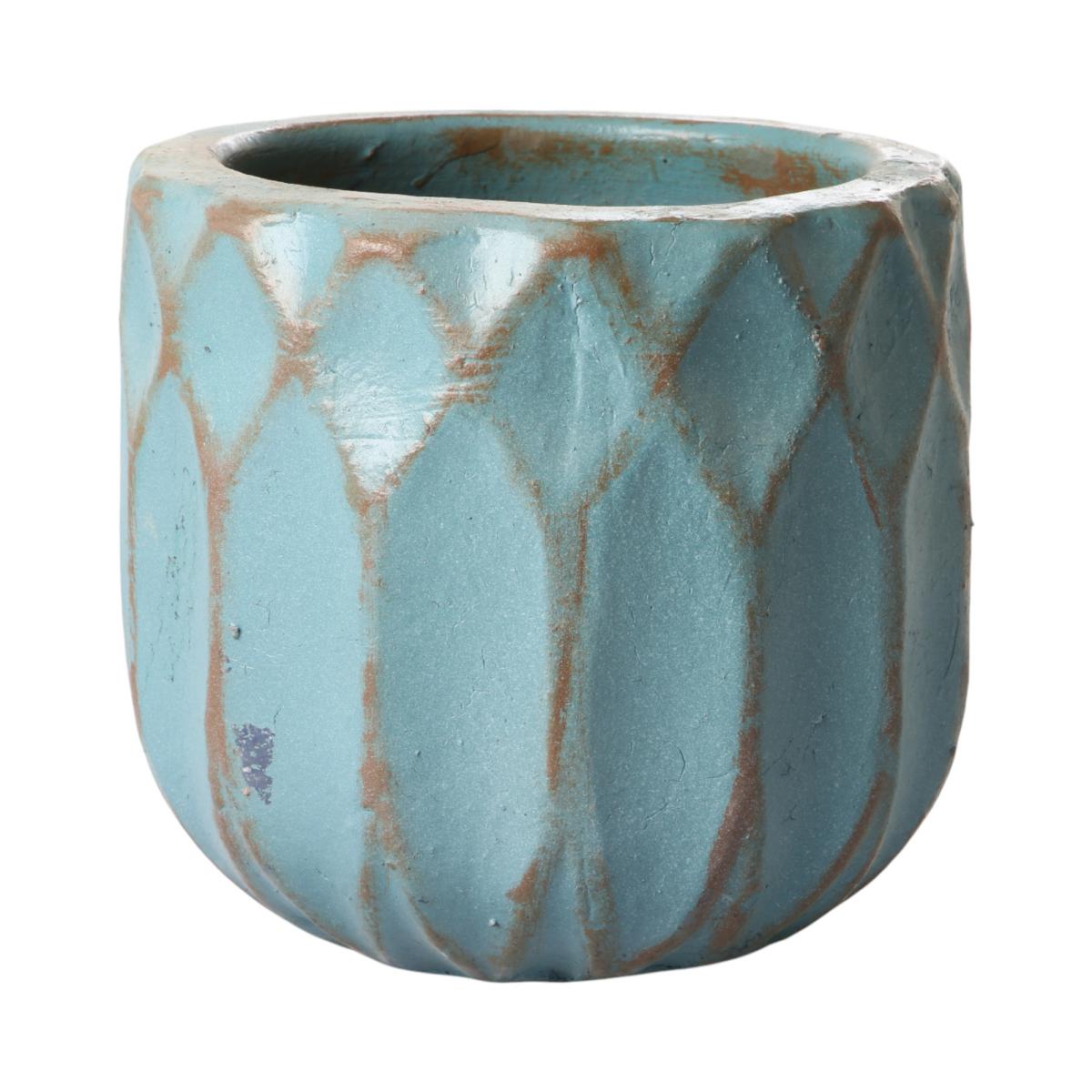 Outdoor Kübel Rauten glasiert antikaqua