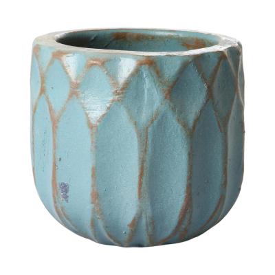 Outdoor Kübel Rauten glasiert antikaqua