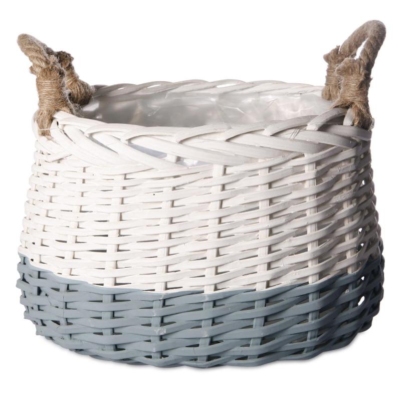 Weidenkorb zweifarbifg mit Rupfenhenkel