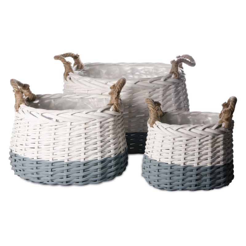 Weidenkorb zweifarbifg mit Rupfenhenkel