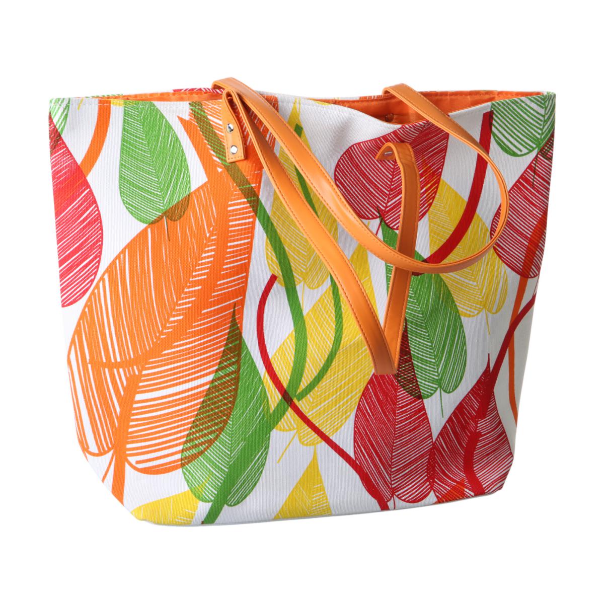 Strandtasche Bl&auml;tter orange