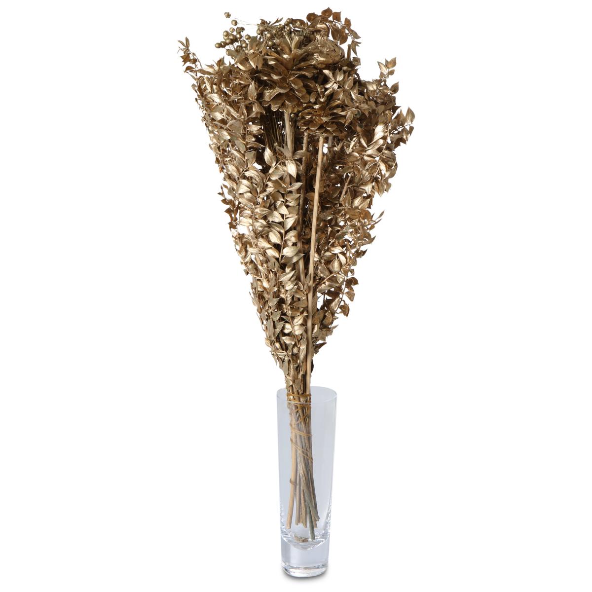 Trockenblumen Bouquet rund gold