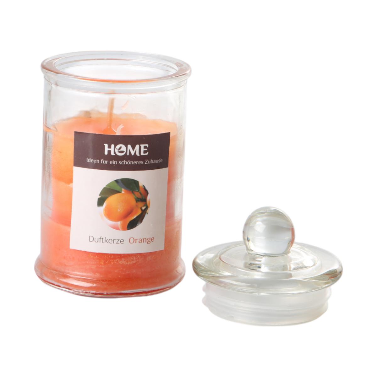 Duftkerze im Einmachglas orange/Orange