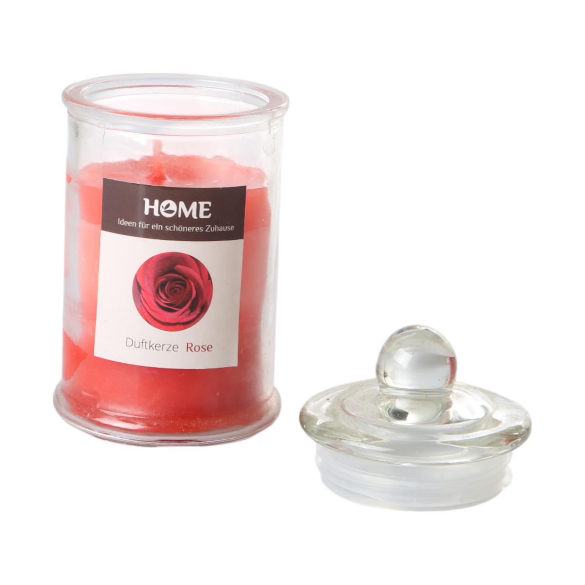 Duftkerze im Einmachglas rot/Rose
